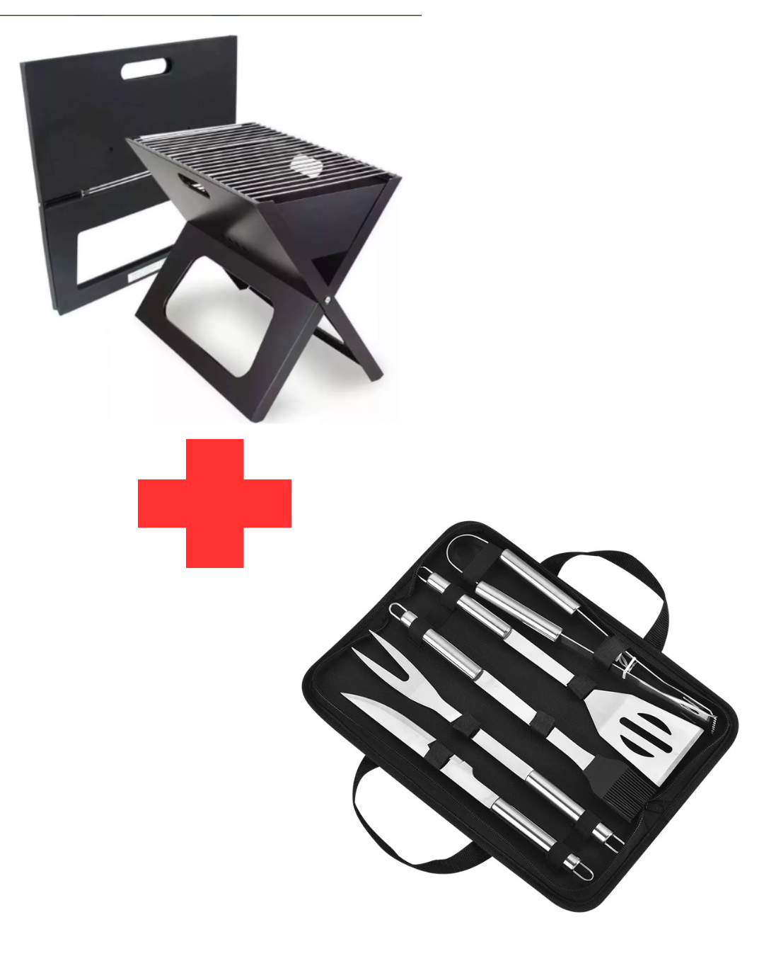 asador portatil+set utensilios bbq